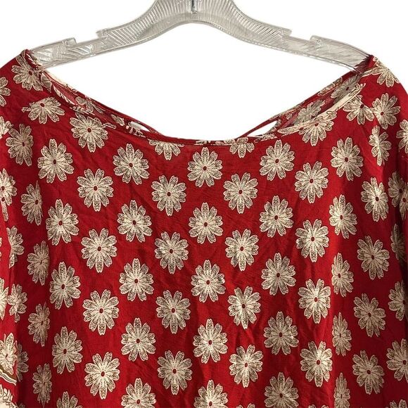 Emery Rose Women's 4XL Red Floral 3/4 Sleeve Tunic Top Casual Spring - Picture 14 of 16